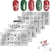 JERCLITY 6pcs Nail Stamping Plate Christmas Pattern Snowflake Santa Claus Christmas Tree Elk Lace Image Pattern Nail Art Stamping Kit for Nails(4.72 x 2.36 inches)