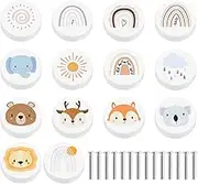 UKQRRTC 14Pcs Wood Cabinet Knobs for Furniture Decor Lovely Round Pull Handle Knobs Wear Resistant Decorative Drawer Handle Knobs with Screws for Toddler Room