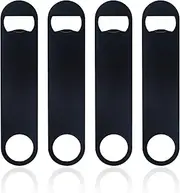 KTOJOY 4 PACK Stainless Steel Flat Bottle Opener, Beer Bottle Opener, 7inch, with Exquisite Packaging, for Kitchen, Bar or Restaurant, Black,