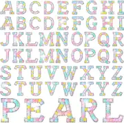 52 Pcs Self Adhesive Pearl Rhinestone Letter Patches Rhinestone A-Z Glitter Pear