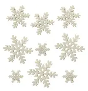 White BLIZZARD FLATBACK BUTTONS Snowflakes Scrapbooking Winter Card Making