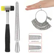 Silver Ring Sizer Size Gauge Tool Set Finger Measuring Stick Metal Ring Mandrel