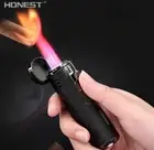 Honest Powerful Mini Butane Gas Cigar Lighter Four Jet Torch Flame Windproof