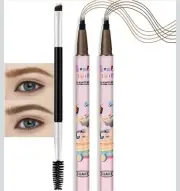 Suake 2Pcs Medium Dark Brown Microblading Eyebrow Pen Waterproof,#03