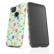 For Google Pixel 4a Case Armour Protective Cover Flowers Colourful