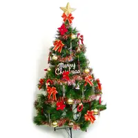 在飛比找特力屋線上購物優惠-[特價]摩達客 台製15尺特級綠松針葉聖誕樹+紅金色系配件組