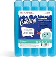 Cool Coolers by Fit + Fresh, Days of The Week Ice Blocks, Reusable & Compact Ice Packs, Perfect for Lunch Box, Insulated Lunch Bag, Bento Box, & More, 5PK, Blue