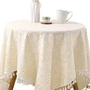 Tablecloth Table Cover Flower Pattern Dining Lilac Print Table Cloth Tassel Blue