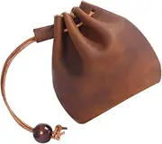 [WRITWAA] Mini Leather Purse Vintage Change Bag Lightweight Multifunctional Wallet for Keys Stylish Simple Design Light Brown