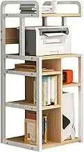 Printer Stand,Floor Standing Multi Layer Rack with Grids,Metal Fax Machine Storage Rack,for Home Office Printer Fax Files Books(White)
