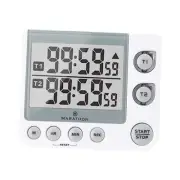 100 Hour Dual Digital Timer, White - Large, Easy-to-Read Double Timer White