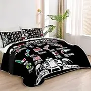Allenjoy Twin Size Track Kings Quilt Bedspreads Motorsport Series Bed Set Bedding Coverlet Fabric Washable with 1 Pillow Sham SC00265-007