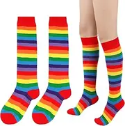 [BinXiaoQin] Rainbow Socks Funny Socks Men, rainbow, One Size