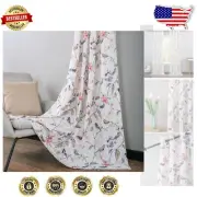Charming 2-Piece Purple Bird Curtain Set, Light-Filtering Grommet Drapes 45" L