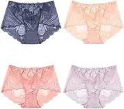 [FARZAH] Women Panties Female Underwear Ladies Mid Rise Briefs Womens Comfy Hipster Panties Ladies Lace Maxi Briefs Underwear Underwear Cotton Knickers Cotton Full Comfort Fit Underwear， Pack Of 4(Color:F,Size