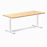 Desky Fixed Height Bamboo Desk 1800x750mm White Leg
