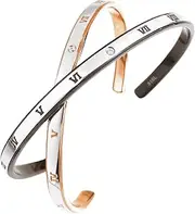 L'AmoreEterno（ラアモーレエテルノ） Laamore Terno Pair Bangle Stainless Steel Bracelet Surgical Stainless Steel Accessories Atlas Roman Numerals Rose Gold Black Pair Bracelet