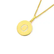 9ct Gold Initial 'o' Serif Style Round Disc Pendant