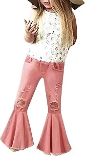 [Generic] Kids Athletic Leggings Baby Bell for Kids Bottom Denim 16Y Ruffles Pants Jeans Ripped Trousers Flare Toddler Girls Girls Pants Girl Toddler Pants