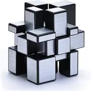 CuberSpeed Qiyi Mirror Cube 3x3x3 Silver Sticker Magic Cube Qiyi Black 3x3 Silver Mirror Blocks Speed Cube