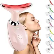 Facial Massager for Face and Neck, Red-Light-Therapy-for-Face and Neck, Face culpting Wand with 7 Color, at-Home Face Tool for Skin Care (Pink)