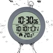 Digital Shower Clock with LCD Display, Waterproof Silent Wall Decoration, Suctio