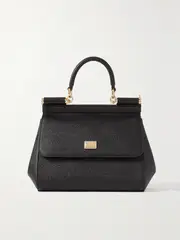 [Dolce & Gabbana] Dolce & Gabbana - Sicily Small Textured-leather Shoulder Bag - Black - One size One size Black