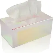 Acrylic Tissue Box Holder, Clear Tissue Box Dispenser for Facial Tissue, Napkins, Dryer Sheets. Perfect Cover for Bathroom, Desks, Countertops, Vanity, Bedroom, Night Stands (Rectangle, Iridescent)