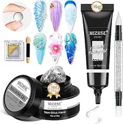 [MIZHSE] 30g Solid Builder Gel for Nails and 15g 3D Nail Gel, Clear Hard Gel for Nails Sculpting Gel for Nails Art Soak Off U V LED Nail Builder Gel for Nail Salon Home DIY Woman
