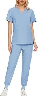 [Bestgift] Stretch Quick Dry Women's Short Sleeve Thin Doctor Scrubs Set