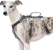 Huntboo Dog Harnesses Escape Proof, Escape Artist Harness, Fully Reflective Harness with Padded Handle, Breathable,Durable, Adjustable Vest for Large Dogs Walking, Training, and Running Gear (Black,L)