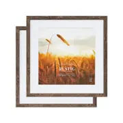 Cooper & Co. Set Of 2 40x40cm Mat to 30x30cm Natural Premium Rustic Wooden Photo Frame