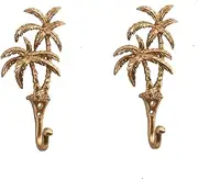 Bliss Gifts & Homewares Brass Wall Mount Hooks I Tropical Palm Tree Shape Key Hanger I Sculpture Unique an Excellent Item I for Hanging Coats, Purses, Towels, Hats, Beach Themed Wall Décor - 1 Pcs