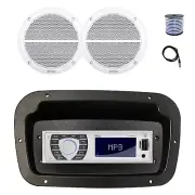 Pyle Marine Receiver,Adapter,Spa Bezel, Antenna,Wire, 2x 6.5" 90W White Speakers