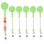 Beadable Badge Reels, 6 Pcs Retractable Clips Holder, Green