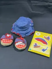 BAB Build A Bear Blue Jean Hat & Sandals With Stickers