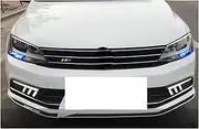 QXLKJ 2PCS LED Daytime Running Lights Compatible for VW Jetta MK7 Sagitar 2016 2017 2018 DRL and Streamer Turn Signal Fog Lamp(White and Yellow)