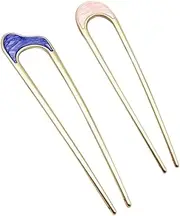 NTRUXZP Pack of 2 U Shaped Hair Pins Stick French Hair Pin Hair Fork, Women's Style Handle Hairpins, French Hair Pin, Women's Hair Stick, Elegant Hair Stick for Decorative Hair, Solid Hairstyle