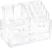 AIMALL Holder Cosmetic Makeup Organiser 4 Drawer Storage Jewellery Box Clear Acrylic, Elegant Makeup Storage Solution with Removable Non-Slip Compartments