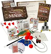 Best Magic Tricks for Kids 8+ Magic Kit with Magic Cards, Coins, Balls, Color Changing Scarves, Rising Wand and More - The Amazing Treasure Chest of Magic Set - Complete Course with Video Lessons
