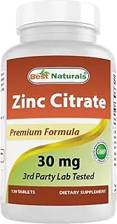 Best Naturals Zinc Citrate 30 mg - Immune Support - 120 Tablets