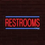 NEW "RESTROOMS" w/BORDER 30x12X1 INCH LED FLEX WINDOW/WALL INDOOR SIGN 30287
