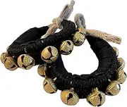 [Thorness] Pair of Classical Indian Ghungroos | Ankle bracelets | Black padded strap | Bhangra Kathak Dances | Anklets | Wedding Favours | Bollywood anklet | Ankle Foot Bracelet | Musical accessory, no gemstone