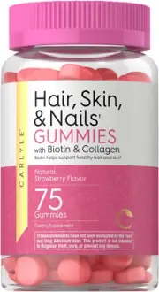 Carlyle Hair Skin and Nails Vitamins | 75 Gummies | with Biotin and Collagen | G