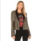 Rosie HW x Paige Kate Gold Black Silk Blend Sequin Tuxedo Blazer Jacket Medium