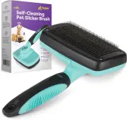 Dog & Cat Brush, Dog Brush for Shedding, Cat & Dog Grooming, Self Cleaning Slick