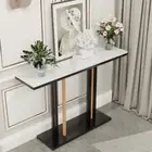 Marble Console Table Modern Narrow Sofa Table Stable Metal Frame Home Hotel Deco