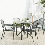 vidaXL Stackable Garden Chair Set 5 Piece Anthracite Powder-coated Steel