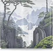 Amooorous Green Chinese Landscape Pine Leather Car Registration and Insurance Card Holder Document Wallet for Driver License, Cards & Essential Documents