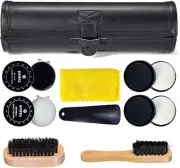 Shoe Polish Kit Cleaning Shine Care Barrel Set for Brown Black Leather with Brus